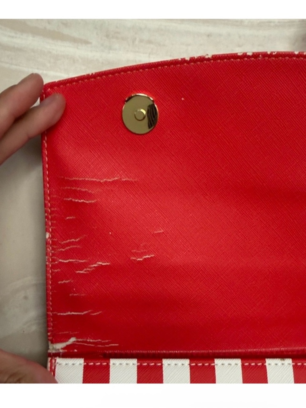 Striped Red & White Crossbody Bag - St. John - Picture 9 of 11